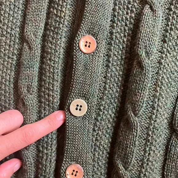 Vintage Pendleton Forest Green Cable Knit Cardigan - Picture 3 of 4